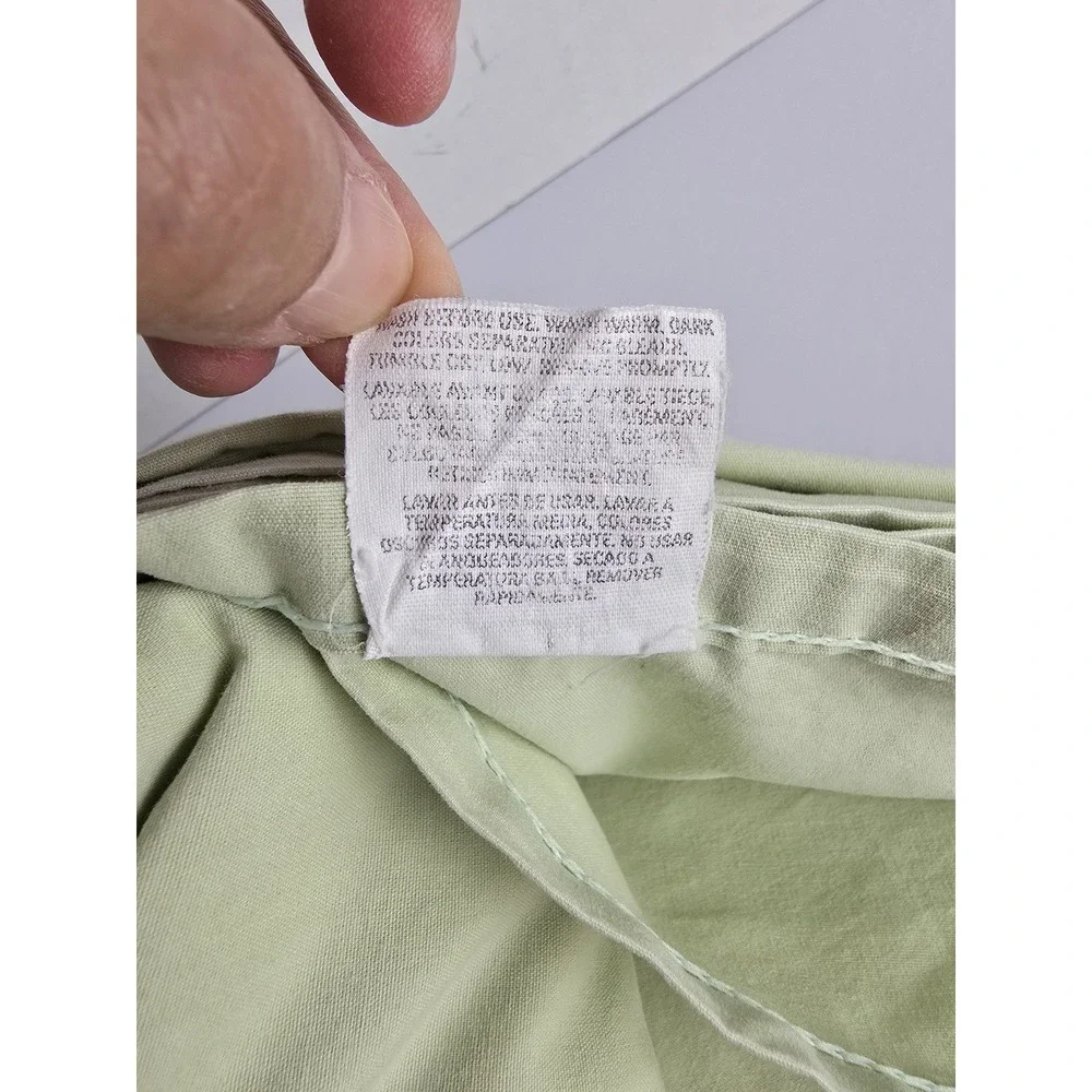 Springs Flat Sheet Queen Sage Green Ribbon Trim Cotton Blend Made in USA Bedding
